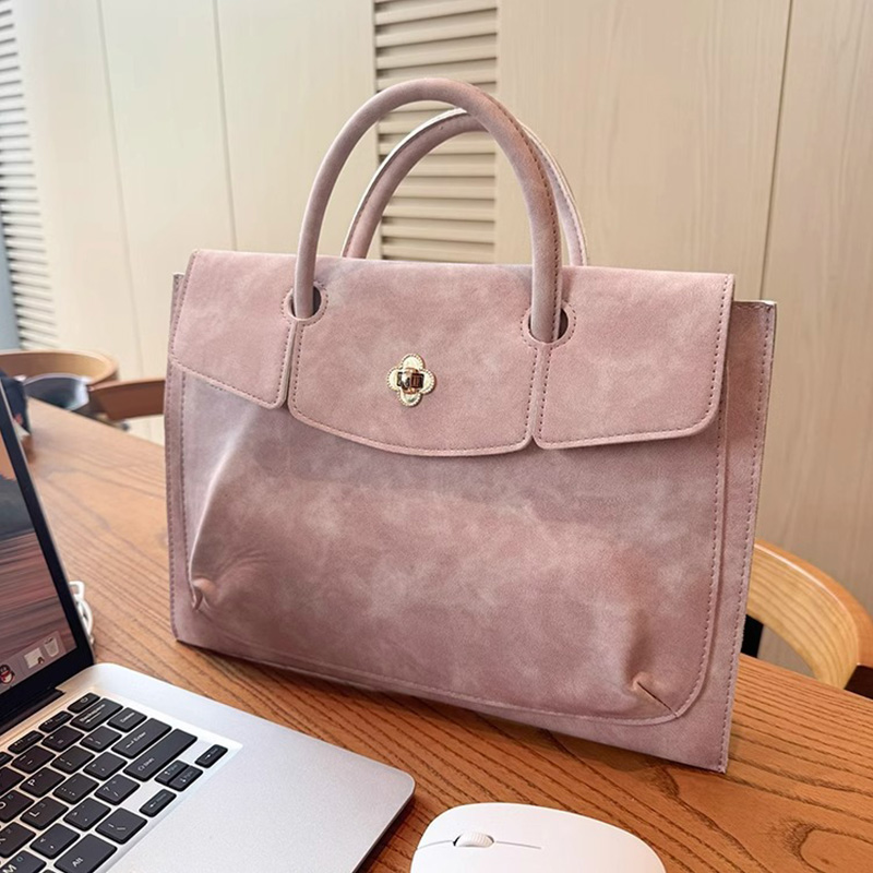 Laptop Bag Leather 15 - Elegante Rosa PU-Leder Laptop-Tragetasche mit Obergriff
