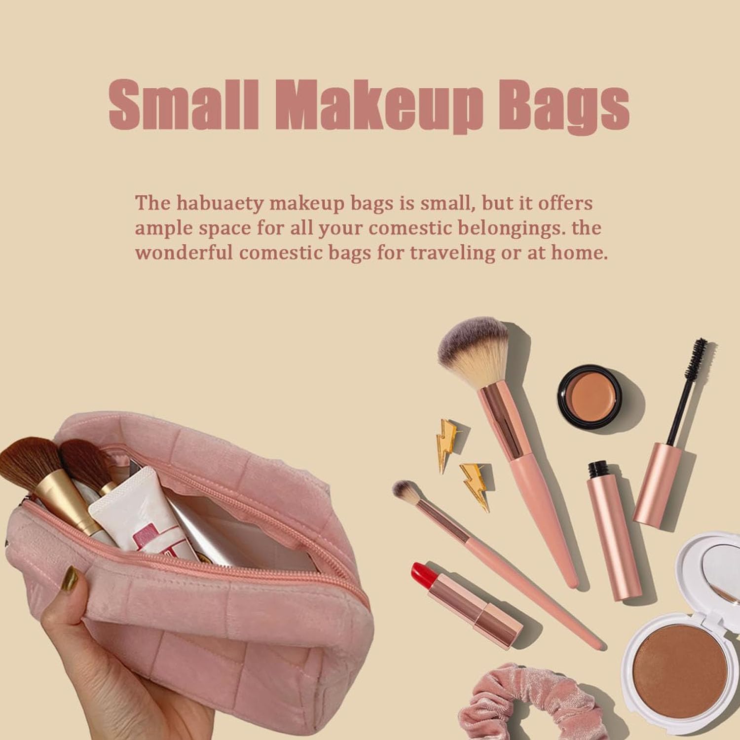 Luxury Bags Rating - Luxuriöser Flauschiger Plüsch-Reise-Make-up-Beutel Weiche Gesteppte Kosmetiktasche