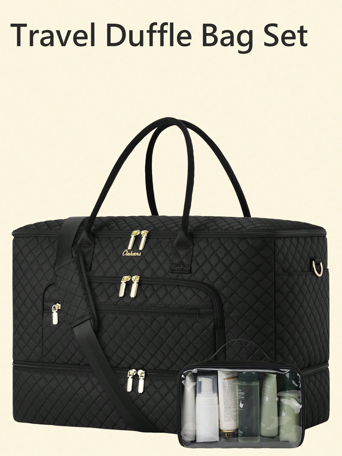 Weekender Bag Duffle - 2-teiliges Modisches Vielseitiges Reise-Duffle-Bag-Set, Weitöffnende Große