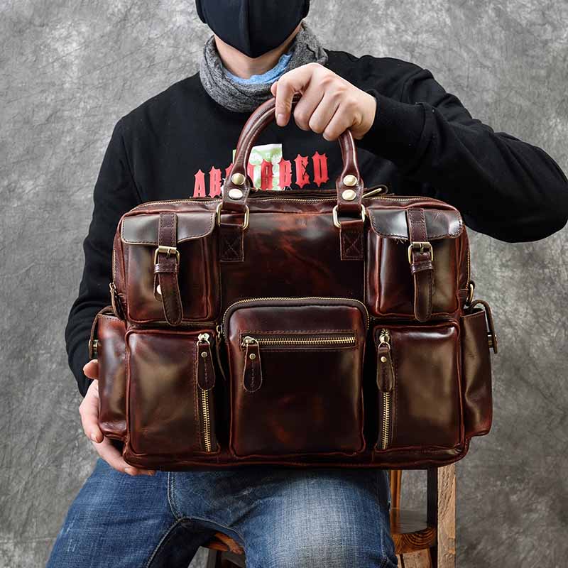 Laptop Bag Leather 15 - Männer echte leder aktentasche fit 15