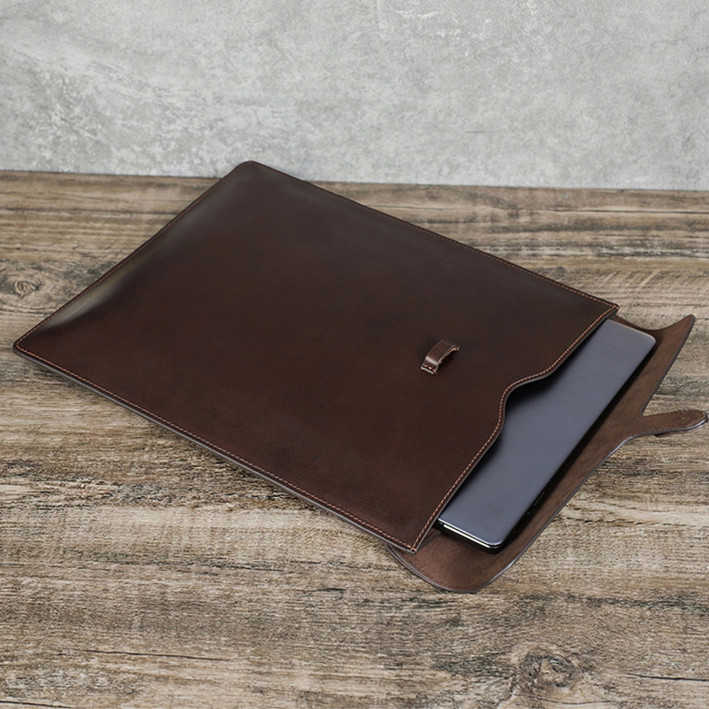 Briefcase Leather Slim - Vintage Echtleder Laptop-Hülle Schlanker Umschlagstil Stoßfeste