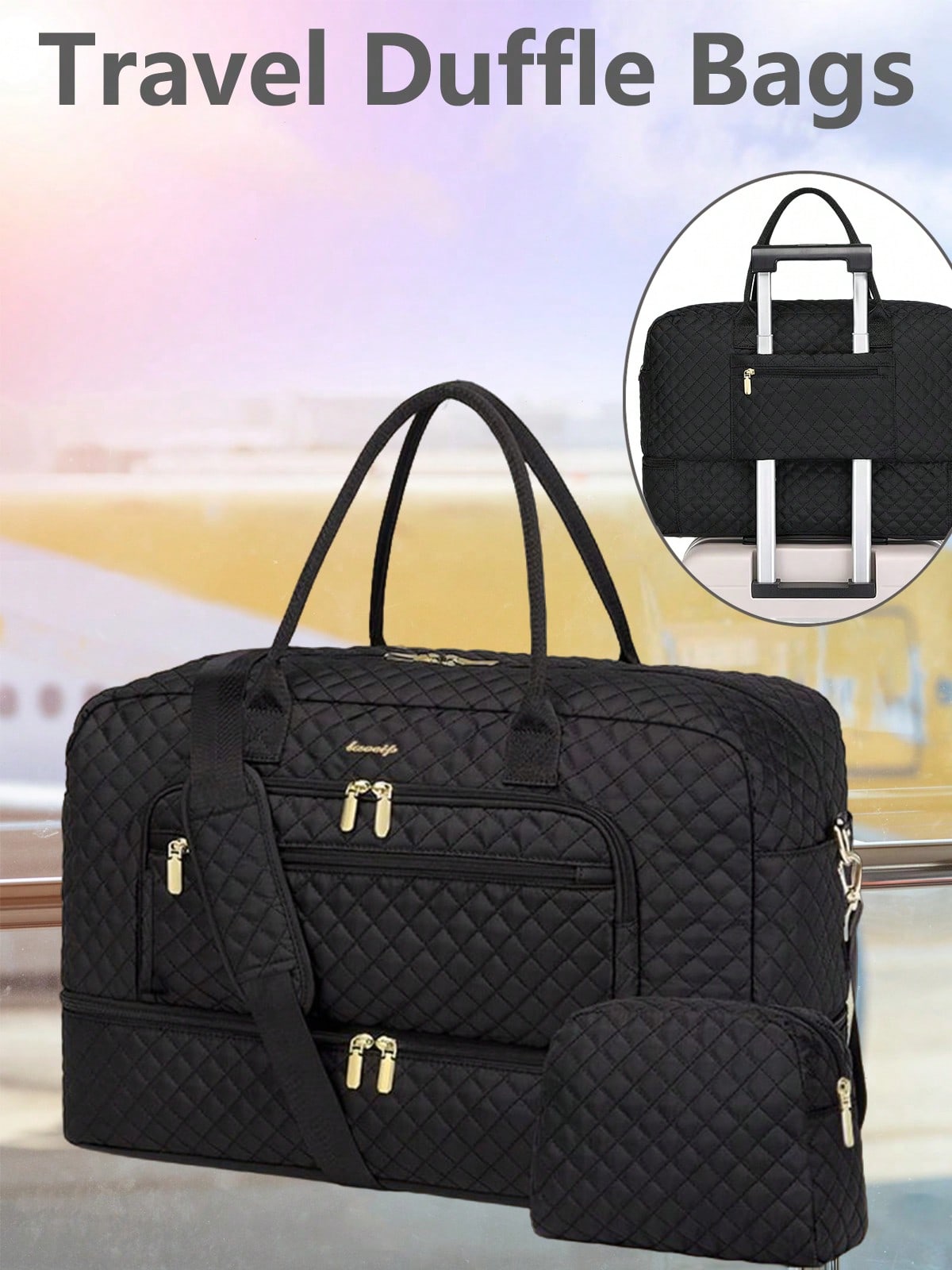 Weekender Bag Duffle - Große Damen-Reisetasche - Handgepäck-Übernachtungstasche, Wochenend-Reisetasche, Yoga-