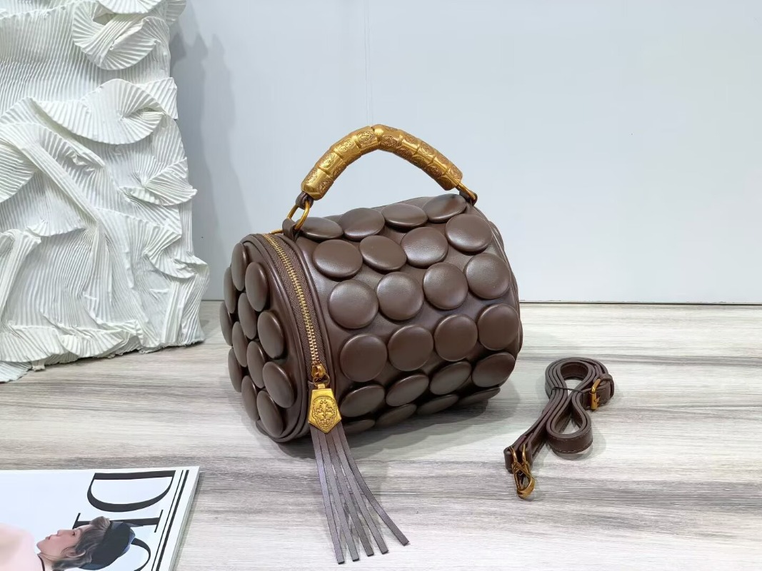 Luxury Bags Youtube - Retro-Knopf-Lederhandtaschen für Damen Luxuriöse High-End Runde