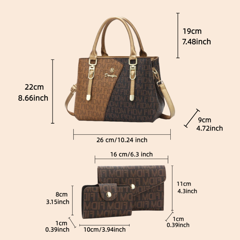 3-teiliges Damen-Taschenset, l – Luxury Zipper Bags Bewertung und Preis